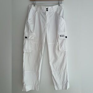 LAUREN RALPH LAUREN Cropped White Cargo Pants Ankle Tabs LRL 67 Nautical Preppy